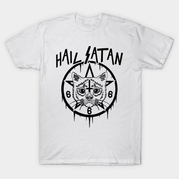 HAIL SATAN - EVIL CAT - SATANIC CAT - FUNNY CAT T-Shirt by Tshirt Samurai